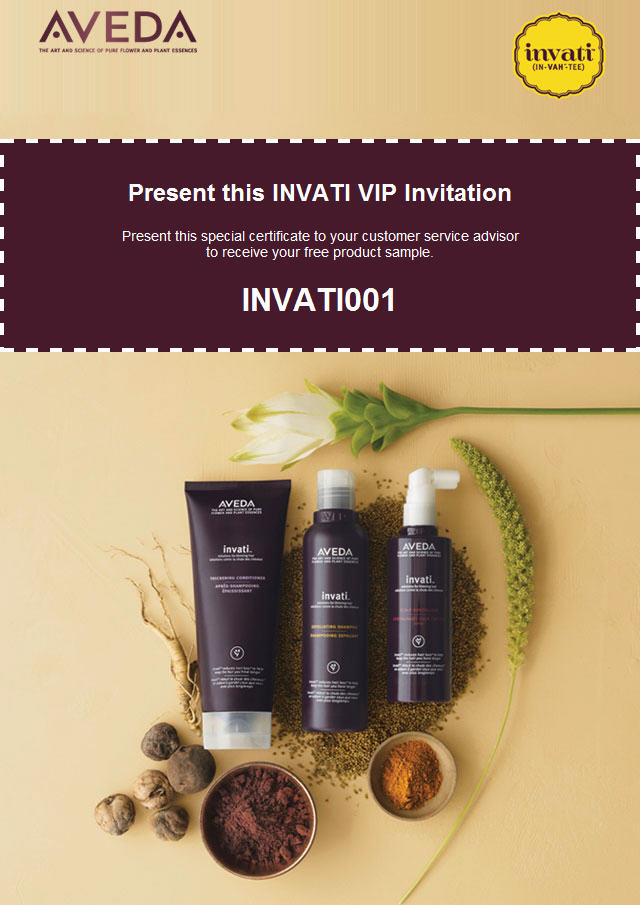 Aveda Canada FREE Invati Product Sample Coupon