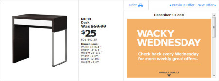 IKEA - Edmonton Wacky Wednesday Deal of the Day (Dec 12) A