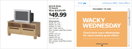 IKEA - Edmonton Wacky Wednesday Deal of the Day (Dec 19) B
