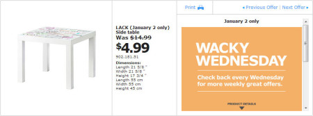 IKEA - Edmonton Wacky Wednesday Deal of the Day (Jan 2) B