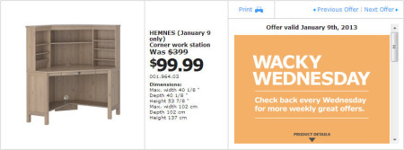 IKEA - Edmonton Wacky Wednesday Deal of the Day (Jan 9) A