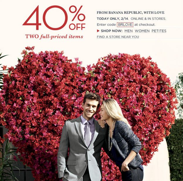 Banana Republic Valentine's Day Sale - 40 Off Two Full-Priced Items (Feb 14 Only)