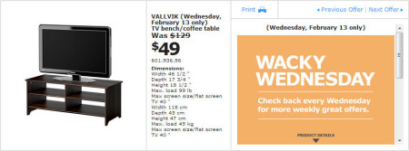 IKEA - Edmonton Wacky Wednesday Deal of the Day (Feb 13) A