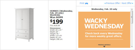 IKEA - Edmonton Wacky Wednesday Deal of the Day (Feb 20) A