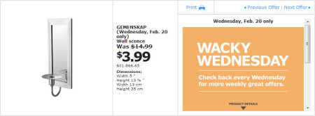 IKEA - Edmonton Wacky Wednesday Deal of the Day (Feb 20) B