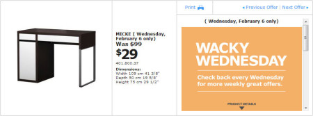 IKEA - Edmonton Wacky Wednesday Deal of the Day (Feb 6) B