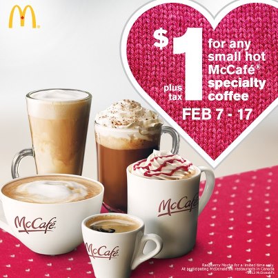 McDonalds $1 for Any Small Hot McCafe Specialty Coffee (Feb 7-17)