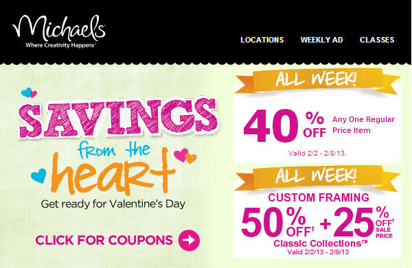 Michaels 40 Off Coupon - Sweet Savings for Valentine's Day