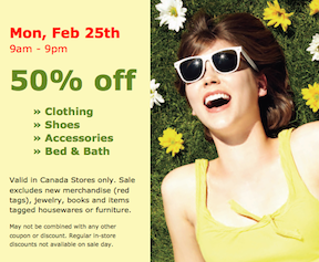 Value Village 50 Off Clothing, Shoes, Accessories, and Bed & Bath (Feb 25, 9am - 9pm)