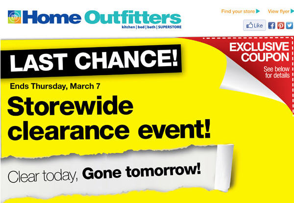 Home Outfitters Storewide Clearance Event (Until Mar 7)