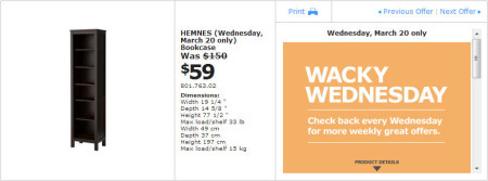 IKEA - Edmonton Wacky Wednesday Deal of the Day (March 20) A
