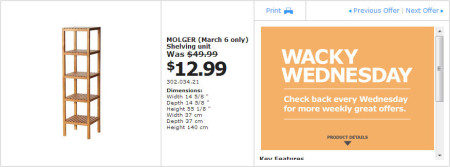 IKEA - Edmonton Wacky Wednesday Deal of the Day (March 6) A