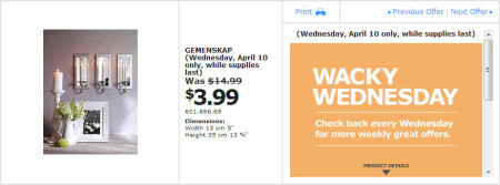 IKEA - Edmonton Wacky Wednesday Deal of the Day (April 10) A