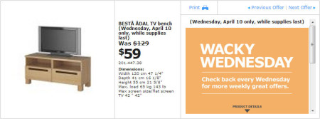 IKEA - Edmonton Wacky Wednesday Deal of the Day (April 10) B