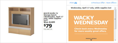 IKEA - Edmonton Wacky Wednesday Deal of the Day (April 17) A