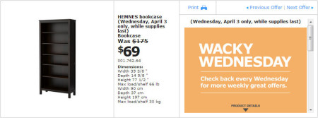 IKEA - Edmonton Wacky Wednesday Deal of the Day (April 3) A