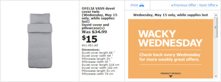 IKEA - Edmonton Wacky Wednesday Deal of the Day (May 15)