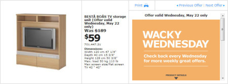 IKEA - Edmonton Wacky Wednesday Deal of the Day (May 22) A