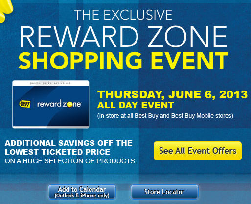 Best Buy Exclusive Reward Zone Shopping Event (June 6)