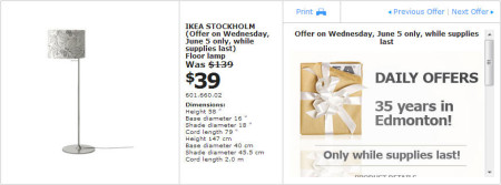 IKEA - Edmonton Wacky Wednesday Deal of the Day (June 5) A