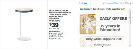 IKEA - Edmonton Wacky Wednesday Deal of the Day (June 5) B