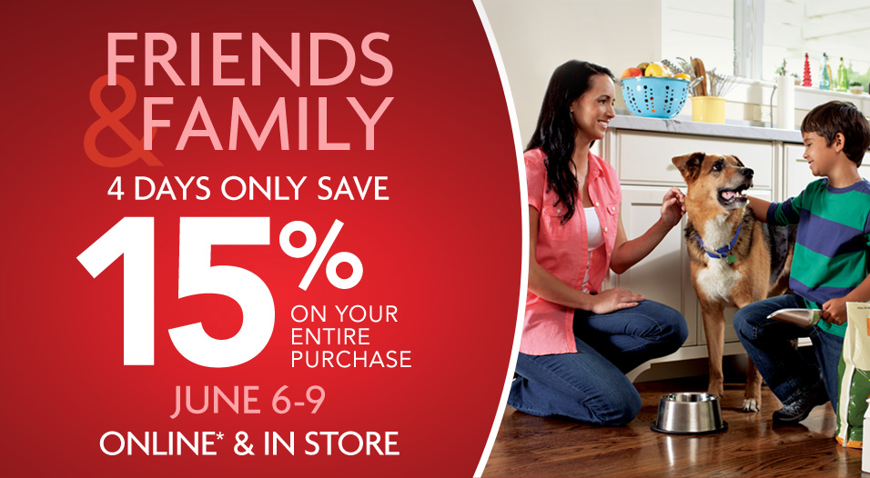 Pet Smart Friends & Family Sale - 15 Off Your Entire Purchase Coupon (June 6-9)