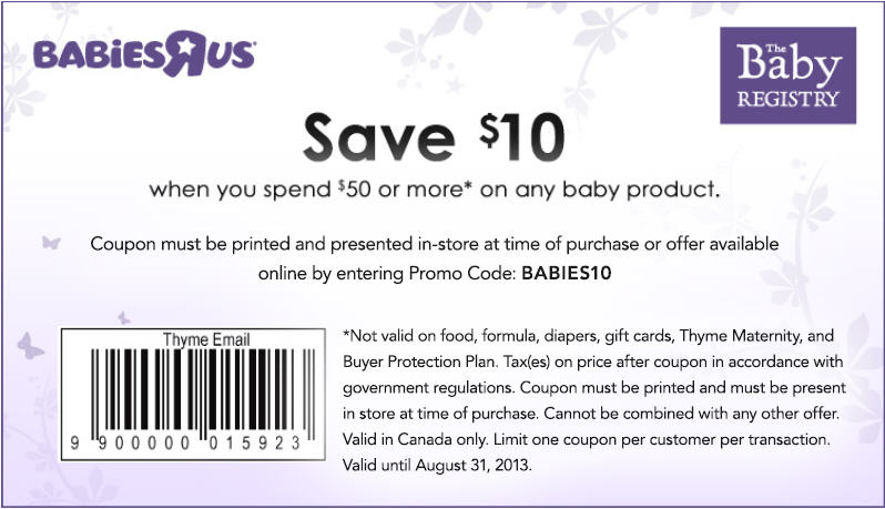 Babies R Us Save $10 Off Purchase of $50+ Coupon (Until August 31)