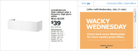 IKEA - Edmonton Wacky Wednesday Deal of the Day (July 17) A