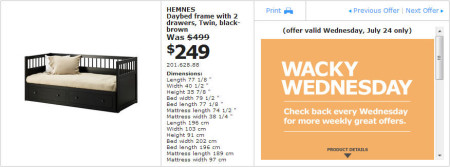IKEA - Edmonton Wacky Wednesday Deal of the Day (July 24) A