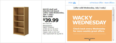 IKEA - Edmonton Wacky Wednesday Deal of the Day (July 3) A