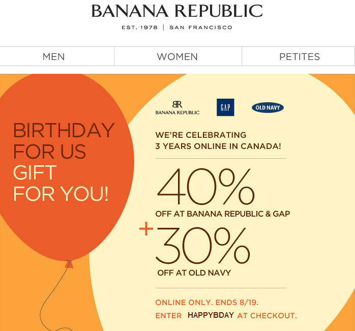 Banana Republic 40 Off All Merchandise. Online Only (Until Aug 19)