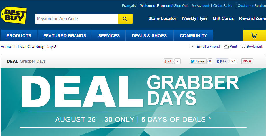 Best Buy Deal Grabber Days - 5 Days of Deals (Aug 26-30)