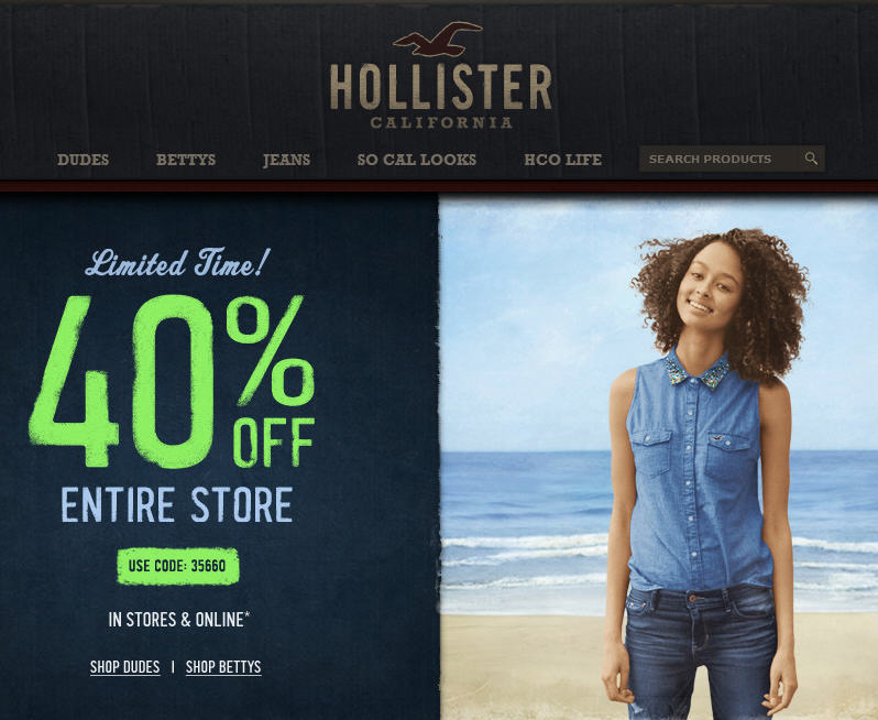 Hollister Co 40 Off Entire Store (Until Sept 2)