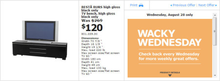IKEA - Edmonton Wacky Wednesday Deal of the Day (Aug 28) A