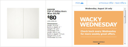IKEA - Edmonton Wacky Wednesday Deal of the Day (Aug 28) D