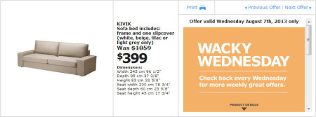 IKEA - Edmonton Wacky Wednesday Deal of the Day (Aug 7) A