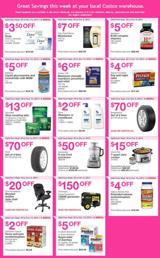 Costco Weekly Handout Instant Savings Coupons WEST (Sept 30 - Oct 6)