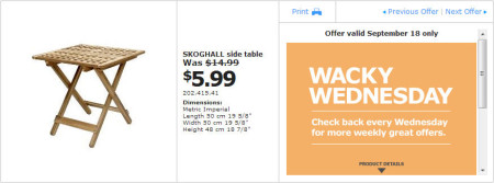 IKEA - Edmonton Wacky Wednesday Deal of the Day (Sept 18) C