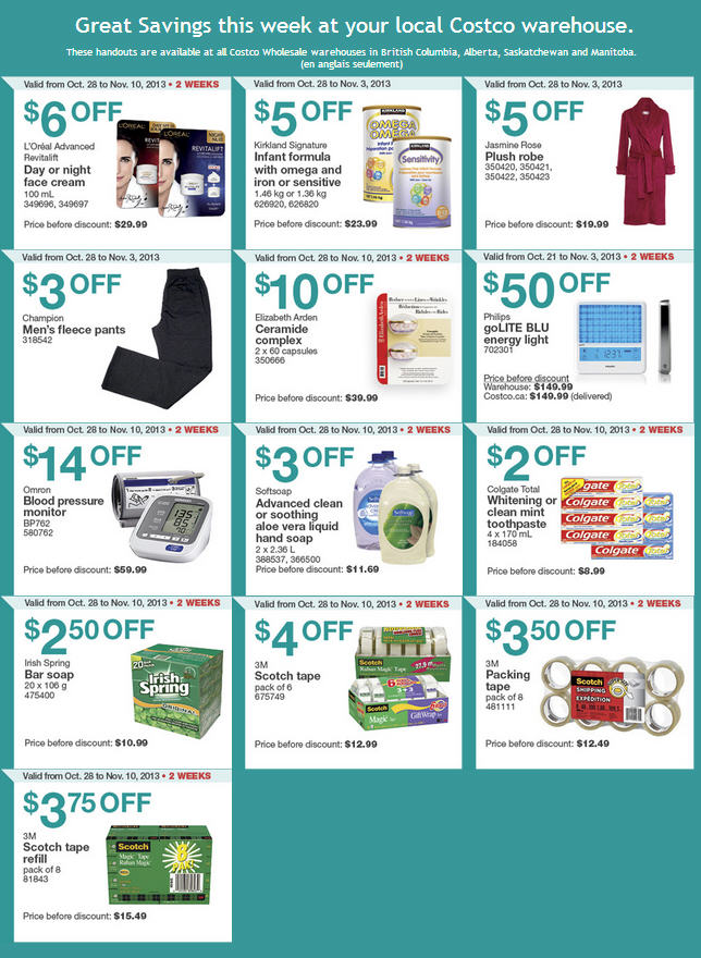 Costco Weekly Handout Instant Savings Coupons (Oct 28 - Nov 3)