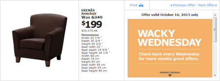 IKEA - Edmonton Wacky Wednesday Deal of the Day (Oct 16) A