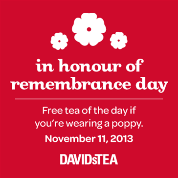 DAVIDsTEA FREE Tea of the Day If You're Wearing a Poppy (Nov 11)