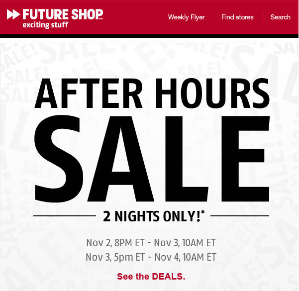 Future Shop After Hours Online Sale (Nov 2-3)