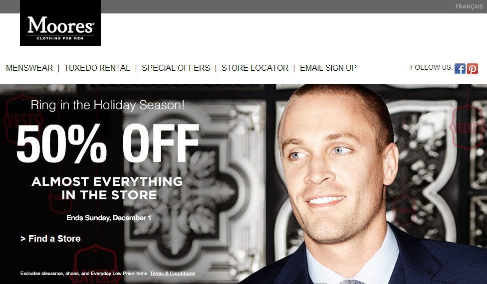 Moores Clothing 50 Off Almost Everything (Until Dec 1)