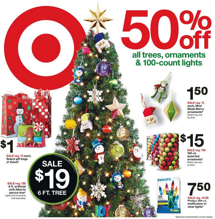Target 50 Off All Christmas Trees, Ornaments & 100-Count Lights (Nov 22-28)