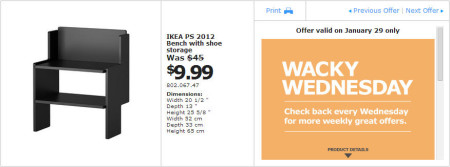 IKEA - Edmonton Wacky Wednesday Deal of the Day (Jan 29) A