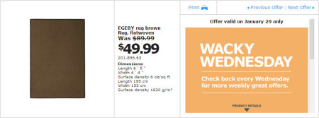 IKEA - Edmonton Wacky Wednesday Deal of the Day (Jan 29) B