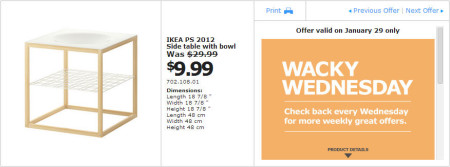 IKEA - Edmonton Wacky Wednesday Deal of the Day (Jan 29) C