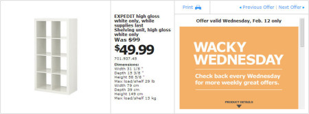 IKEA - Edmonton Wacky Wednesday Deal of the Day (Feb 12) A