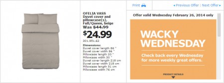 IKEA - Edmonton Wacky Wednesday Deal of the Day (Feb 26) C