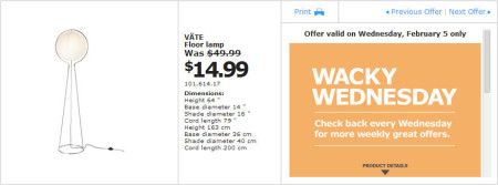 IKEA - Edmonton Wacky Wednesday Deal of the Day (Feb 5) A